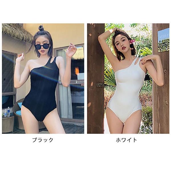 ワンショルダー 水着 カットアウト ハイレグ レオタード水着