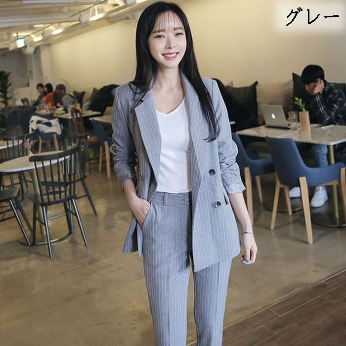 縦縞 長袖 レディース フォーマルスーツ おしゃれ 卒業式 パンツ