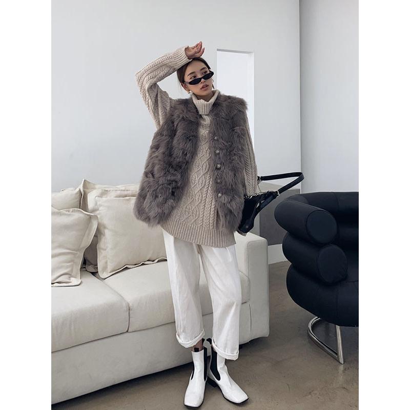 ファーコート フェイクファー ファーベスト レディース 春 秋 冬