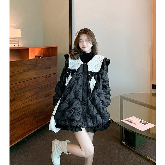 ダウンコート レディース リボン ショート丈 冬服 ダウン ダウン 
