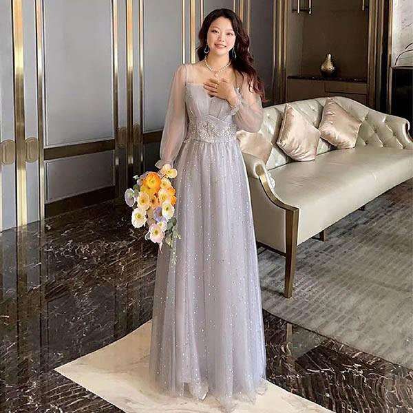 ドレス 大人 ピアノ 発表会 ロングドレス ミモレ丈 大きいサイズ 袖