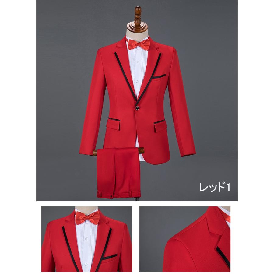 王子様 貴公子 演奏会 S~2XL 男性用スーツ 赤 白 黒 ブルー スリム
