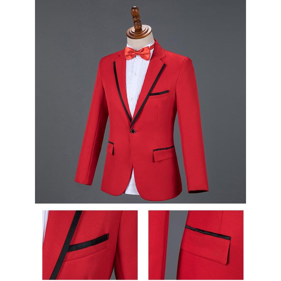 王子様 貴公子 演奏会 S~2XL 男性用スーツ 赤 白 黒 ブルー スリム