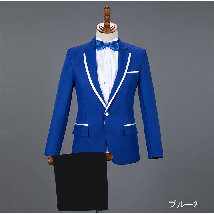 王子様 貴公子 演奏会 S~2XL 男性用スーツ 赤 白 黒 ブルー スリム