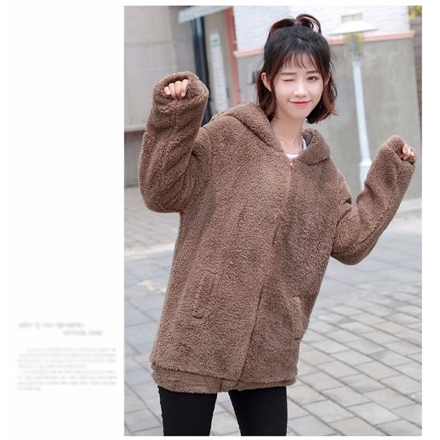 サイズ有M/L/XL】パーカー ふわふわ もこもこうさ耳 うさみみパーカー