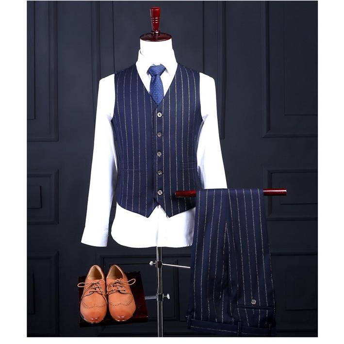 ダブルブレスト ピンストライプ スリーピース 2つボタンスーツ