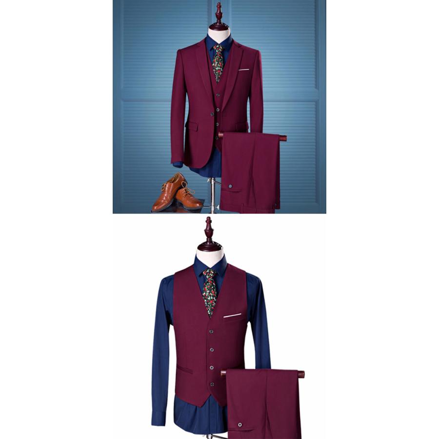 紳士服 ベスト付き メンズスーツ ビジネススーツ 1ツ釦 スリム