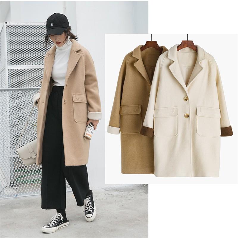 チェスターコート フェイク ウール ロング コート 通学 アウター 膝丈 チェスターコート レディース ベージュ カーキ 防寒着 厚手 S M Dg7c0 フルグレース 通販 Yahoo ショッピング