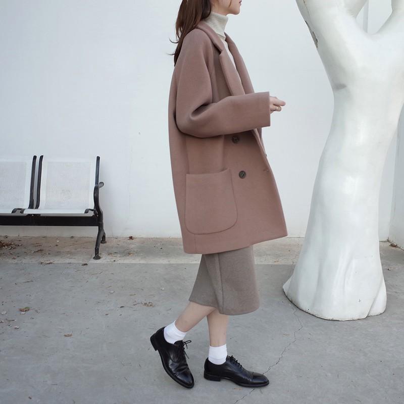 チェスターコート フェイク ウール ロング コート 通学 アウター 膝上丈 チェスターコート レディース ライトブラウン カーキ ブラック 防寒着 Dg8c0 フルグレース 通販 Yahoo ショッピング