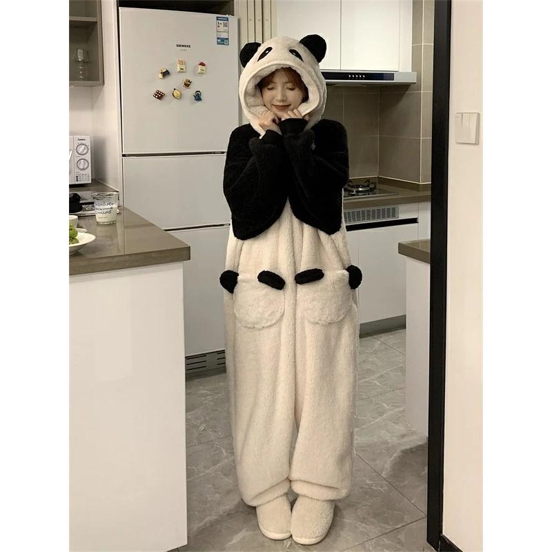 もこもこ ルームウェア panda パンダ パジャマ 冬 きぐるみ フード付き