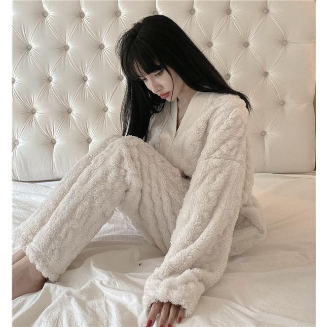 パジャマ レディース 寝巻きルームウェア ふわふわ もこもこ あったか 冬 モコモコ パジャマ 長袖 部屋着 結婚祝い プレゼント 暖かい Dh027c0 フルグレース 通販 Yahoo ショッピング