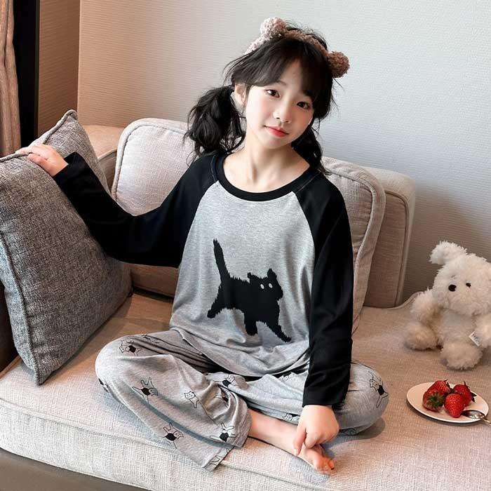 パジャマ 女の子 キッズ 春 冬 秋 長袖 上下セット グレー アニマル 猫 キャラクター ルームウェア 120 130 140 150 160 170 子供トップス ズボン ナイトウェア |  | 05