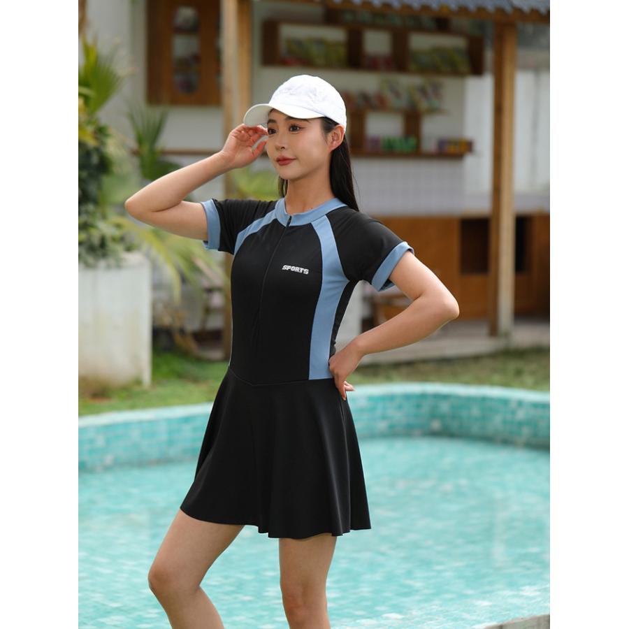 体型カバー 水着 レディース ラッシュガードセット UPF50+ フィットネス水着 セパレート かわいい 大きいサイズ タンキニ ショートパンツ ブルー XL-3XL |  | 03