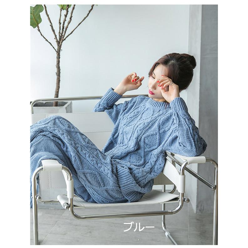 セーター 部屋着 外出できる レディース ルームウェア パジャマ レディース ニット暖かい 部屋着 上下セット セーター女性 Dh050c0 フルグレース 通販 Yahoo ショッピング