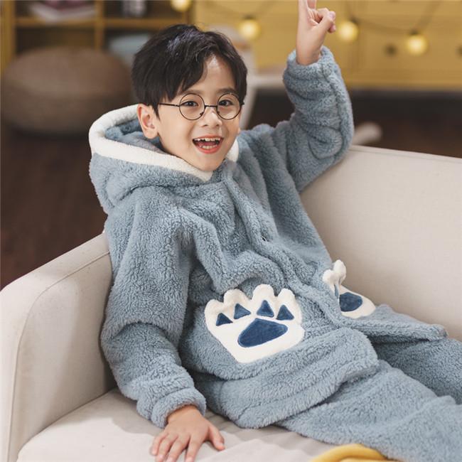 キッズパジャマ 耳付き 長袖 ルームウェア 男の子 モコモコ フード付き