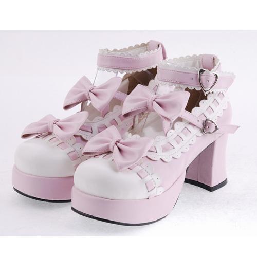 ロリータ靴 メイド靴 大人 女の子 リボン付き パンプス ロリータ