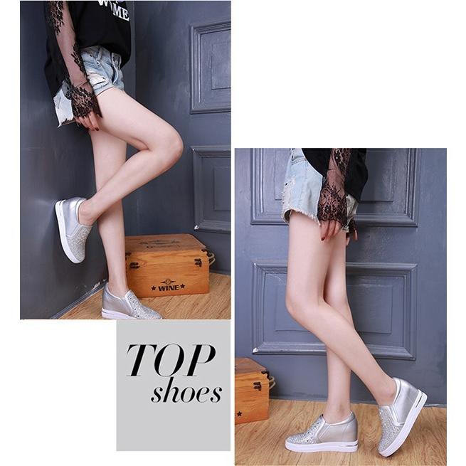 22.0~25.5】インヒールスニーカー ヒール7cm キラキラ スリッポン