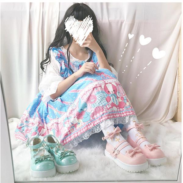 ロリータ靴 メイド靴 ロリータパンプス リボン ロリター系 森ガール