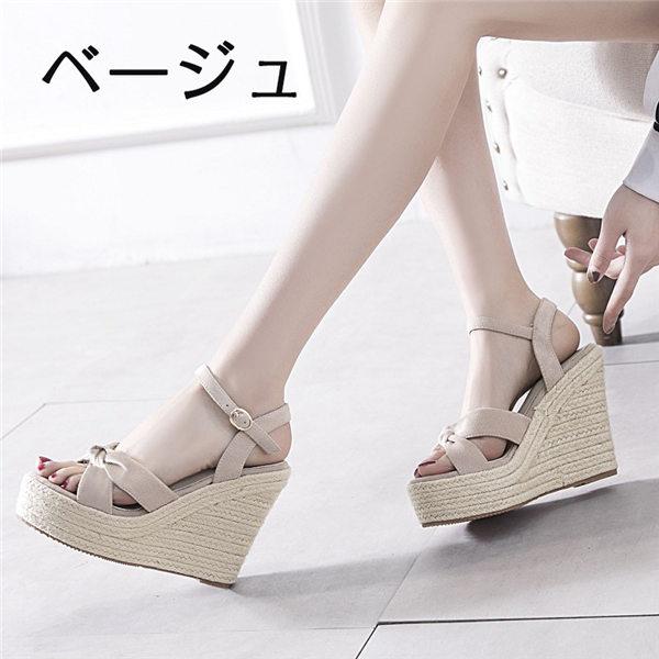 ウェッジソール ヒール12 ハイヒール 厚底サンダル かわいい