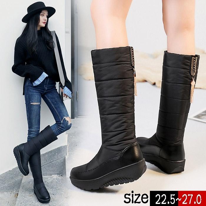 22 5 27 0 ロングブーツ レディース ブーツ スノーブーツ 靴 秋冬 ファー付き 大きいサイズ 大人 靴 カジュアル 防寒 黒 赤 Di148wy フルグレース 通販 Yahoo ショッピング