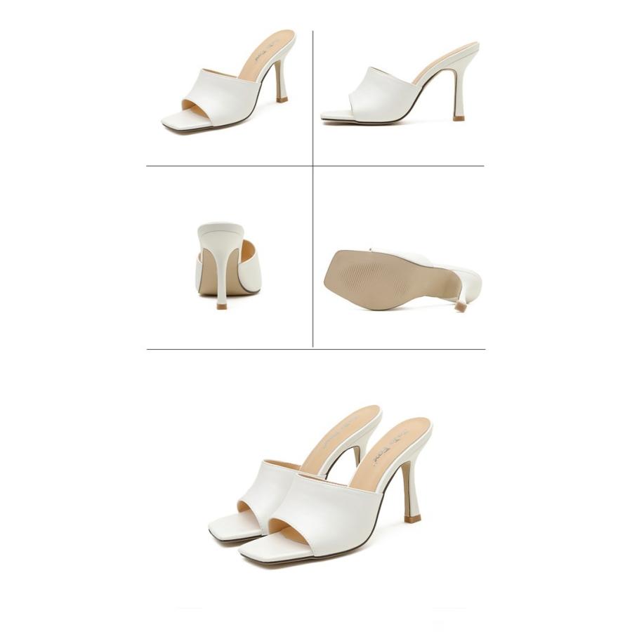 ミュール 9cm ハイヒール サンダル レディース シューズ オープントゥ