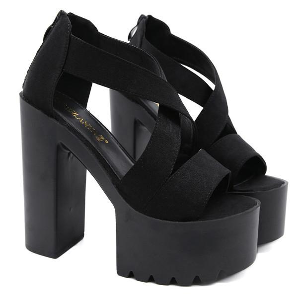 サンダル ハイヒール キャバ 太ヒール オープントゥ ファスナー入り