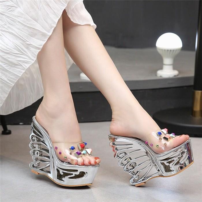 新品即決 厚底サンダル ミュール 厚底サンダル ヒール16 レディース ハイヒール フォームサンダル クリア 女子力アップ 目を引くアゲハヒール エレ 訳ありセール格安 Farmerscentre Com Ng