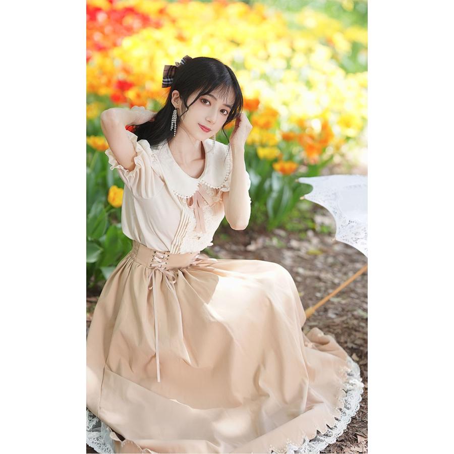 office lady シャツ　スカート　セット　ロリータ ロリータ セットアップ シャツ スカート ヨーロッパ 長袖 ロング