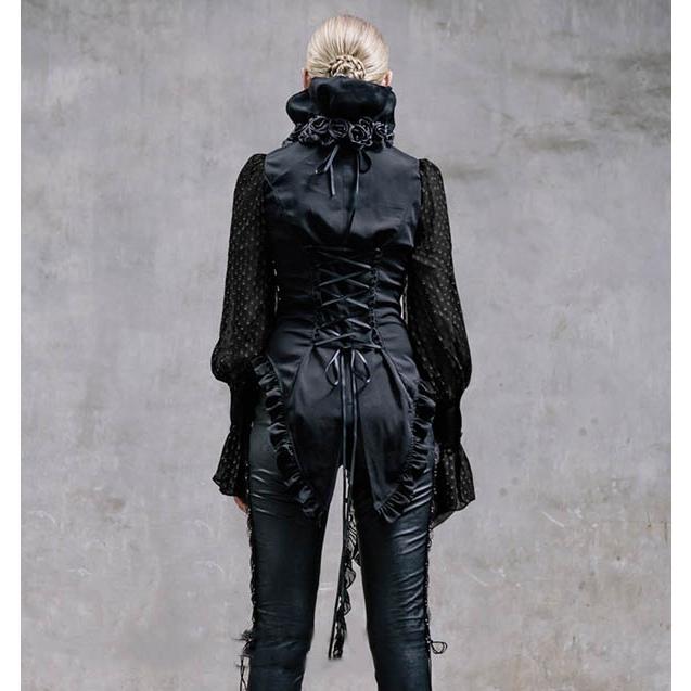 ハイネック 編み上げ レースアップ カットソー ホワイト ブラック ロリィタ