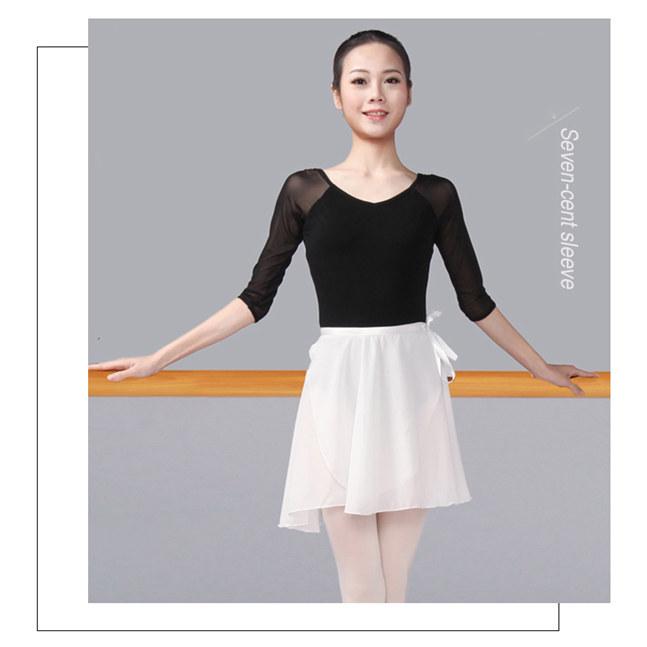 バレエ レオタード 半袖 七分袖 バレエ用品 大人 ラウンドネック 練習着 ダンス服 新体操 レッスン着 透け感 パット付き 発表会 背中開き |  | 06