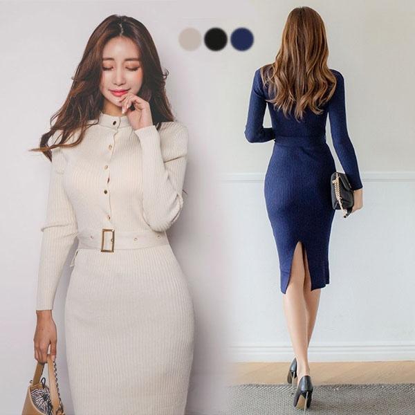 ニットワンピ タイト 長袖 セクシー レディース 秋 冬 ニットワンピース デート服 オフィス 韓国風 ベージュ ブラック ブルー Dm050t2 フルグレース 通販 Yahoo ショッピング