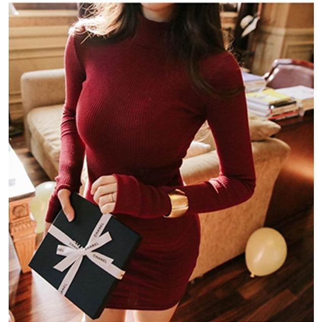 ニットワンピ タイト 長袖 セクシー レディース 秋 ニット