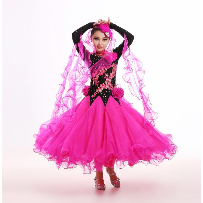 社交ダンスドレス ワンピース キッズ用 スタンダードドレス ジュニア用 社交ダンスワンピース 練習用セット 演出服 競技着 M-2XL グリーン ローズ |  | 09