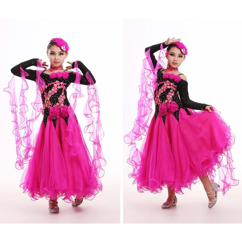 社交ダンスドレス ワンピース キッズ用 スタンダードドレス ジュニア用 社交ダンスワンピース 練習用セット 演出服 競技着 M-2XL グリーン ローズ |  | 06