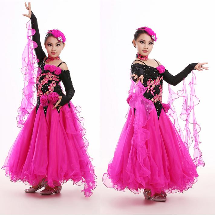 社交ダンスドレス ワンピース キッズ用 スタンダードドレス ジュニア用 社交ダンスワンピース 練習用セット 演出服 競技着 M-2XL グリーン ローズ |  | 08