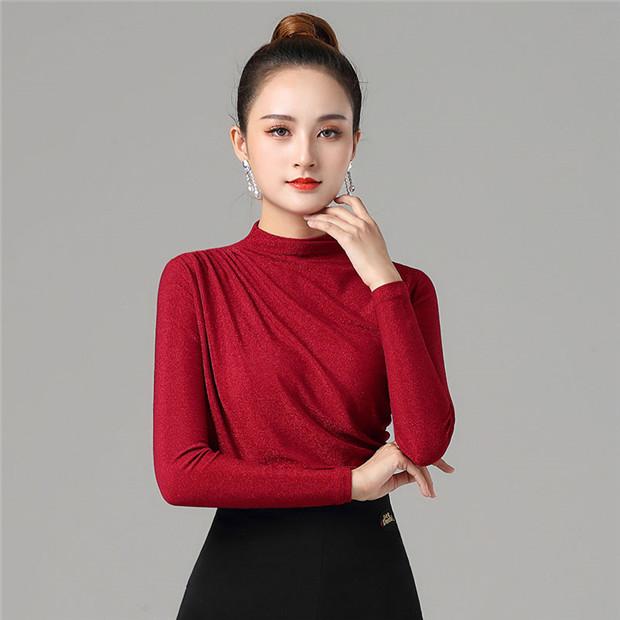 トップス レディース 社交ダンス ハイネック ダンスウェア