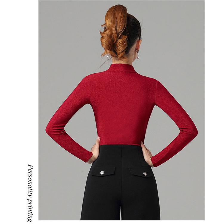 トップス レディース 社交ダンス ハイネック ダンスウェア ラテン