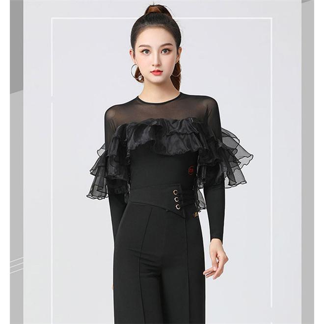 バレエ練習着 大人用 トップス レディース 社交ダンス フリル