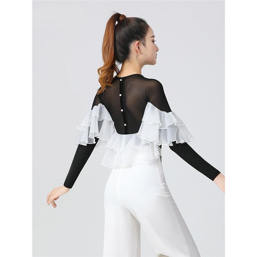 バレエ練習着 大人用 トップス レディース 社交ダンス フリル ダンス