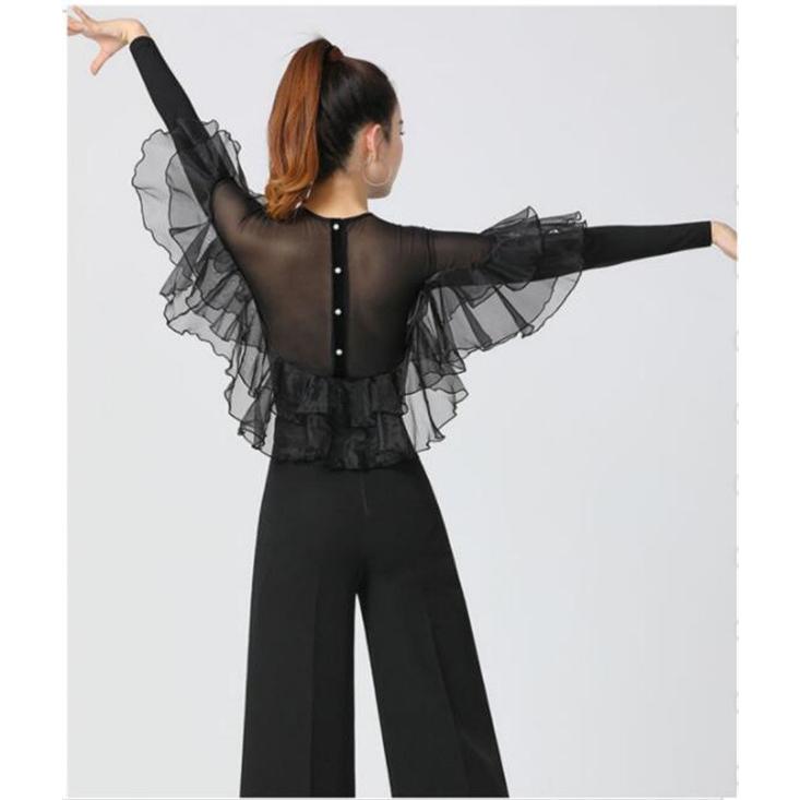 バレエ練習着 大人用 トップス レディース 社交ダンス フリル ダンス