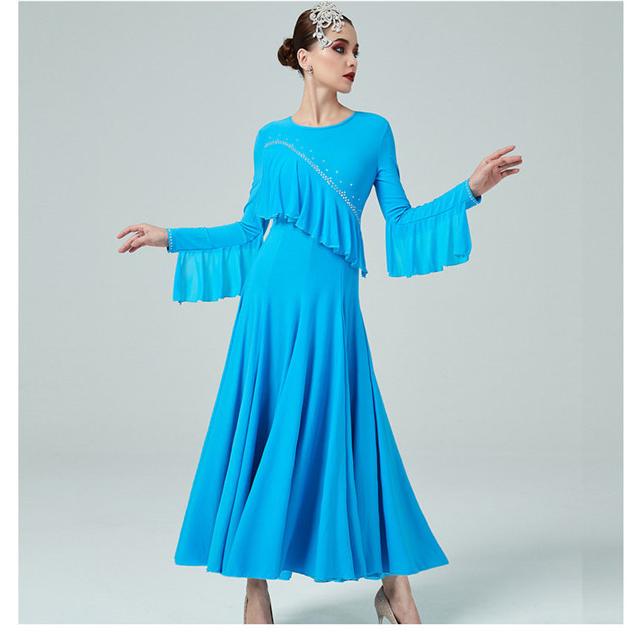 社交ダンス ドレス 衣装 モダン 広がる裾 ワンピース スタンダード