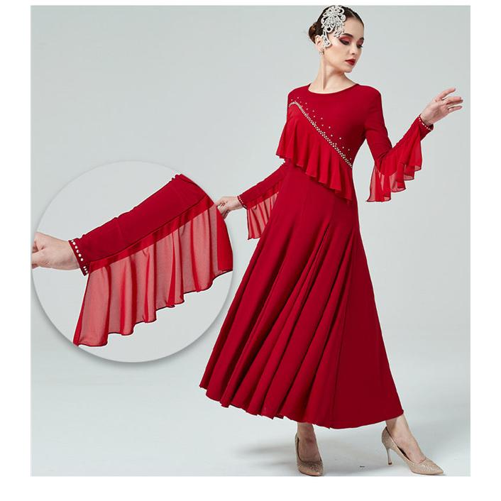 社交ダンス ドレス 衣装 モダン 広がる裾 ワンピース スタンダード