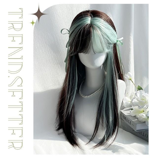 ハイライト ロングストレート ウィッグ ロリータ 前髪あり 甘かわセクシー系スタイル レディース  グリーン ブラウン カラー豊富 調整可能 耐熱ファイバー |  | 04