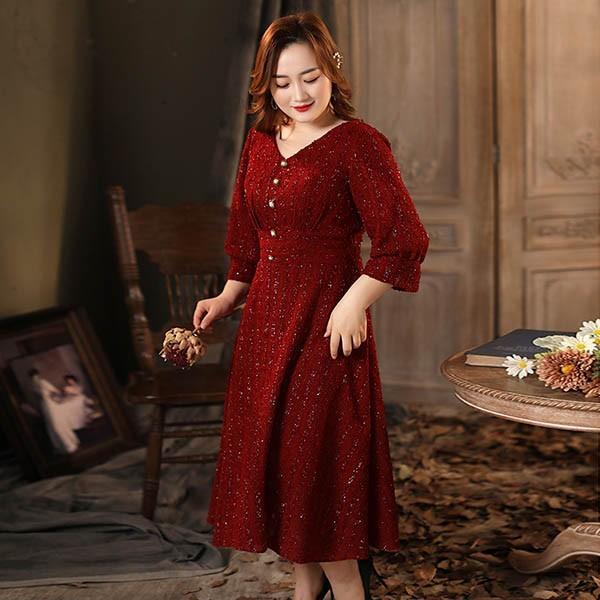 ワンピース ぽっちゃり ピアノ 発表会 演奏会 イブニングドレス ミモレ