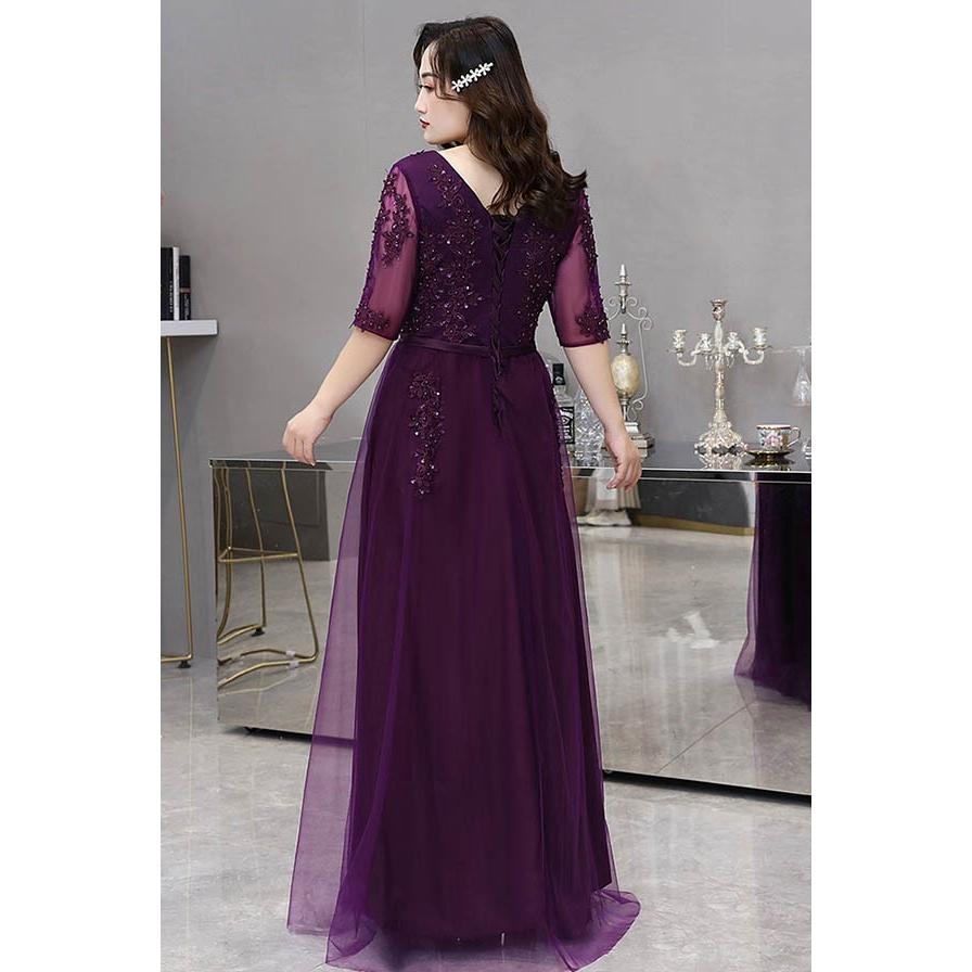 ワンピース ピアノ 発表会 演奏会 新年会 ミモレ丈/ロング丈ドレス