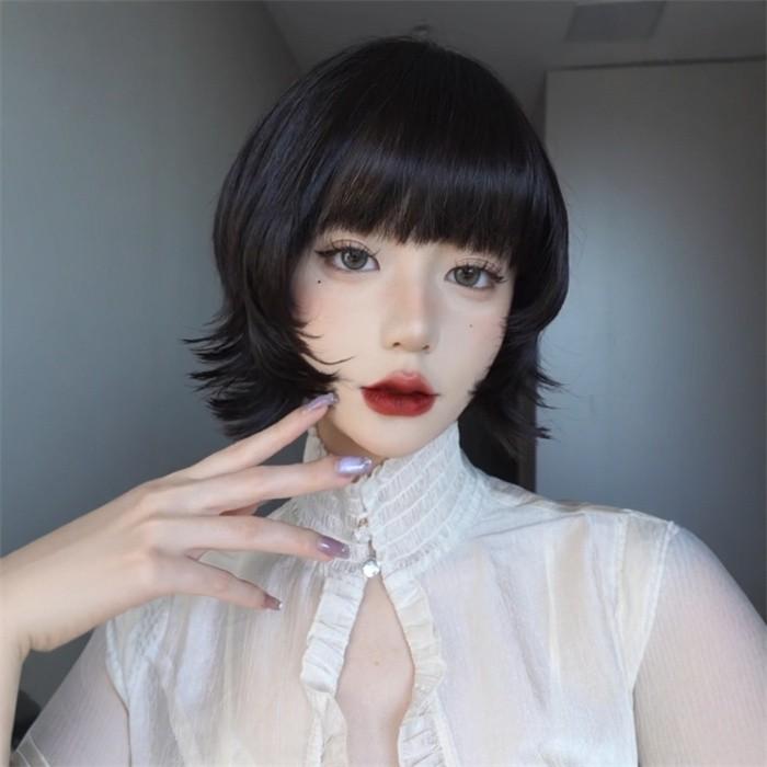 フルウィッグ ショート レディース ふんわり前髪 前髪あり かつら ぱっつん前髪 コスプレ 可愛い コスチューム 仮装 大人用 普段使い  ブラック |  | 02