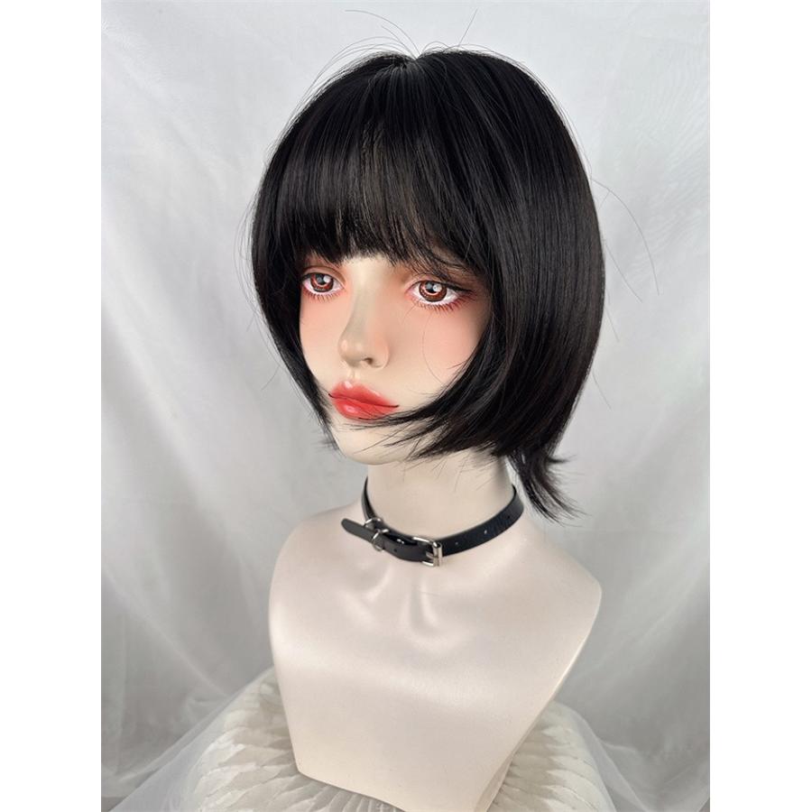 フルウィッグ ショート レディース ふんわり前髪 前髪あり かつら ぱっつん前髪 コスプレ 可愛い コスチューム 仮装 大人用 普段使い  ブラック |  | 03
