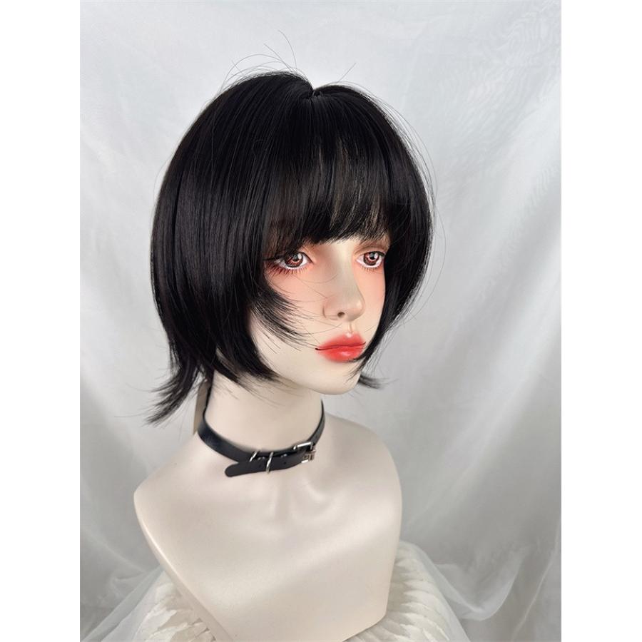 フルウィッグ ショート レディース ふんわり前髪 前髪あり かつら ぱっつん前髪 コスプレ 可愛い コスチューム 仮装 大人用 普段使い  ブラック |  | 04