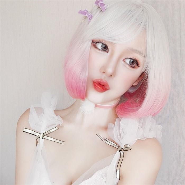 ウィッグ フルウィッグ 超自然 スモーキー ウィッグ 内巻きショート 