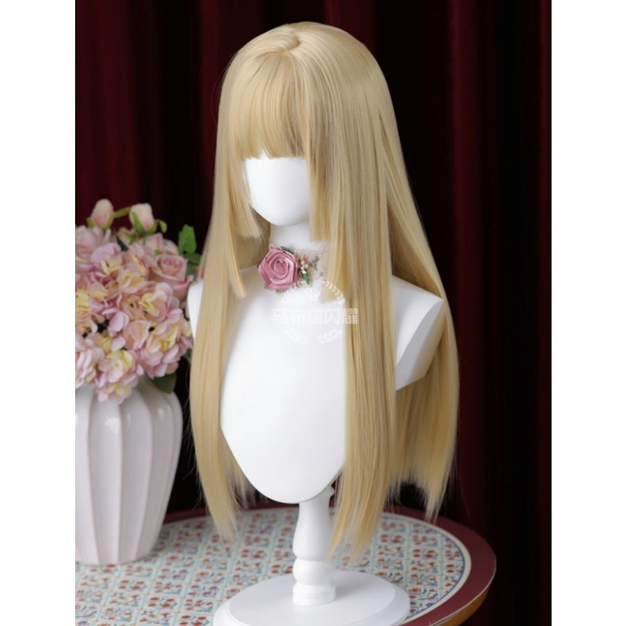 姫カット 中世の貴族風 ストレート ゴールド 金髪 フルウィッグ かつら